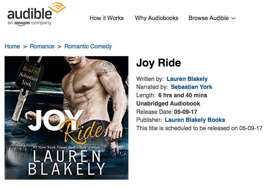 Lauren Blakely book cover Joy Ride
