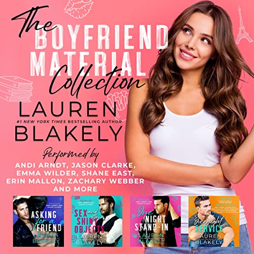 Audiobook cover for '"THE BOYFRIEND MATERIAL NOVELLAS (Boyfriend Material Book 5)"' by Lauren Blakely